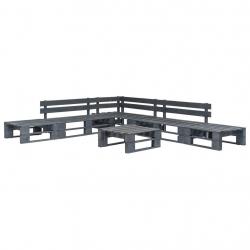 Salon de jardin palette 6 pcs Bois Gris alsavelo