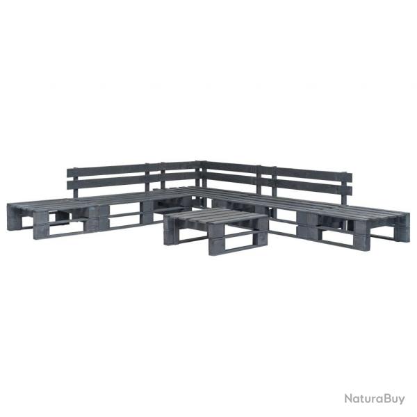Salon de jardin palette 6 pcs Bois Gris alsavelo
