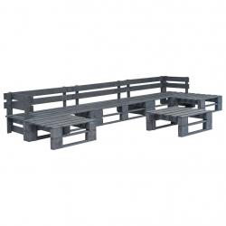 Salon de jardin palette 6 pcs Bois Gris alsavelo