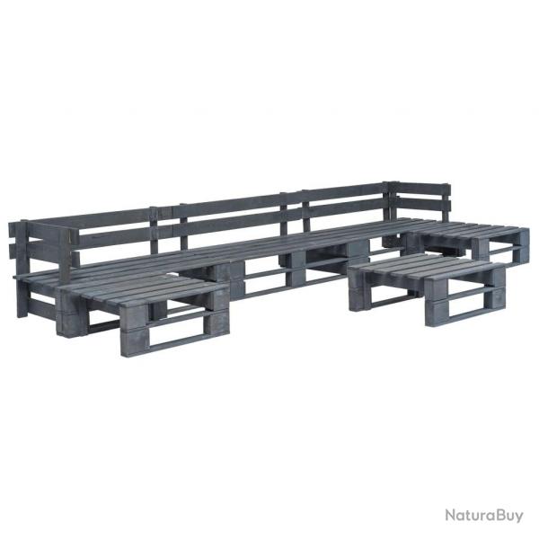 Salon de jardin palette 6 pcs Bois Gris alsavelo