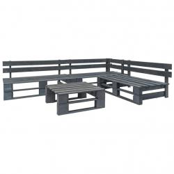 Salon de jardin palette 4 pcs Bois Gris alsavelo
