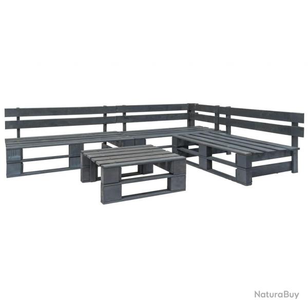 Salon de jardin palette 4 pcs Bois Gris alsavelo