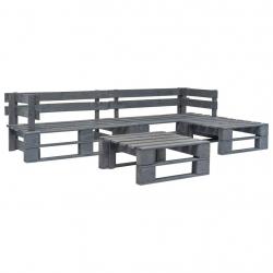Salon de jardin palette 4 pcs Bois Gris alsavelo