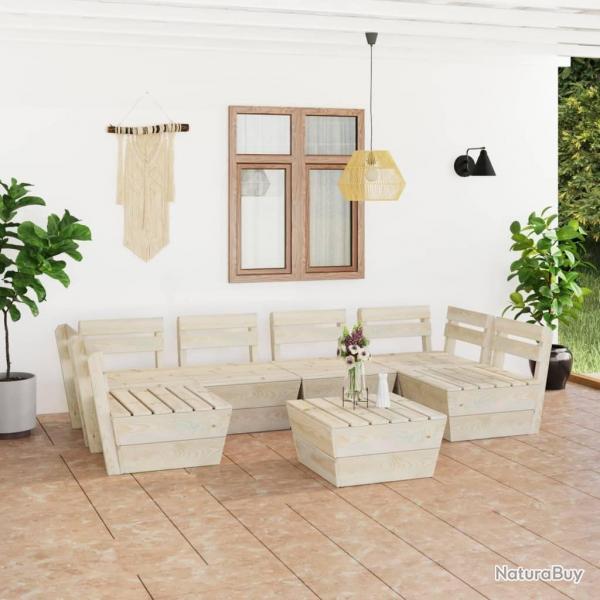 Salon de jardin palette 7 pcs Bois d'pica imprgn alsavelo