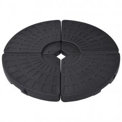 Socle de parasol en forme d'éventail 4 pcs Noir alsavelo