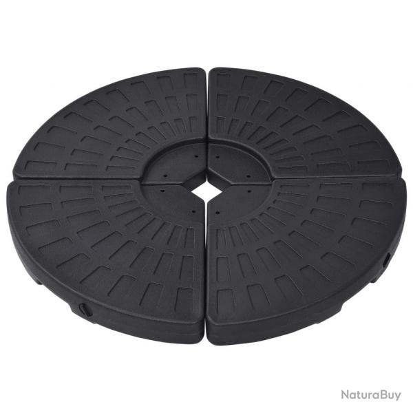 Socle de parasol en forme d'ventail 4 pcs Noir alsavelo