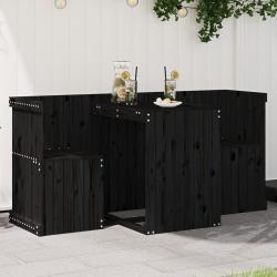Set de balcon 2 places noir bois de pin massif alsavelo