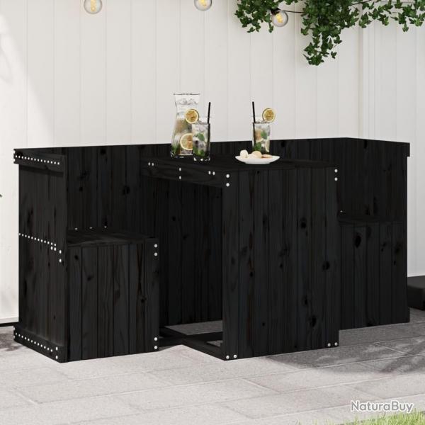 Set de balcon 2 places noir bois de pin massif alsavelo
