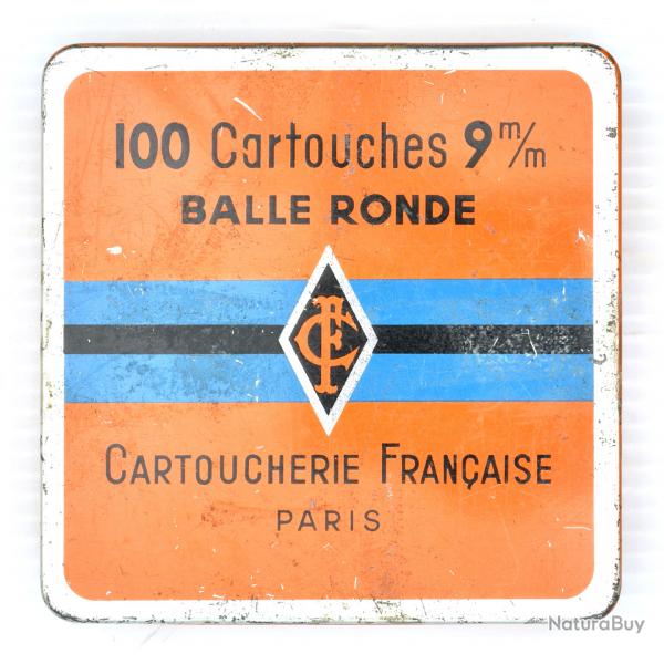 boite mtal de 100 cartouches 9mm Flobert balles rondes - Cartoucherie Franaise