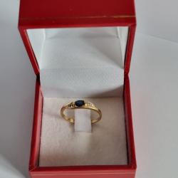 Bague Or 18K Saphir Bleu et Diamants , 1,85g ,Taille 54 - 55 , 750/1000 , Avec Écrin