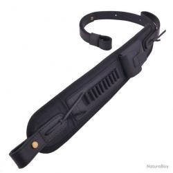 CARTOUCHIÈRE BRETELLE EN CUIR VÉRITABLE CALIBRE 22LR 22MAG - NOIR - LIVRAISON GRATUITE