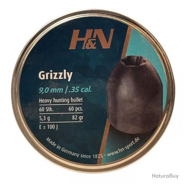 Plombs H&N grizzly cal.9mm 5.3g 82gr  par 300 (5 boites de 5)