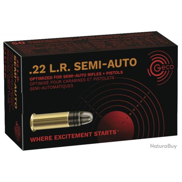 Cartouches GECO Semi Auto Calibre 22 Lr (Boite de 500 cartouches) Vitesse: 350 m/s