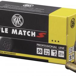 Cartouches RWS Rifle Match S Calibre 22 Lr (Boite de 500 cartouches) Vitesse: 345 m/s