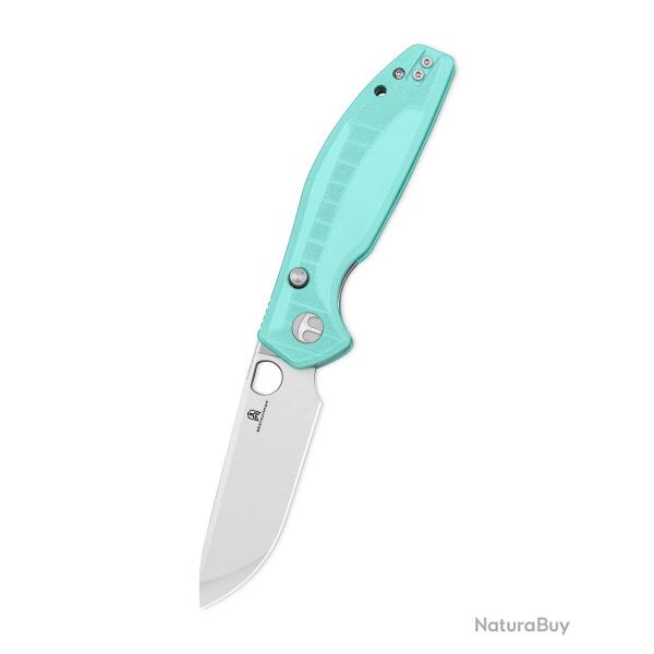 Couteau Bestechman Angry Owl Aqua Lame Acier D2 Satin Manche G10 IKBS Button Lock BTKMK12B1