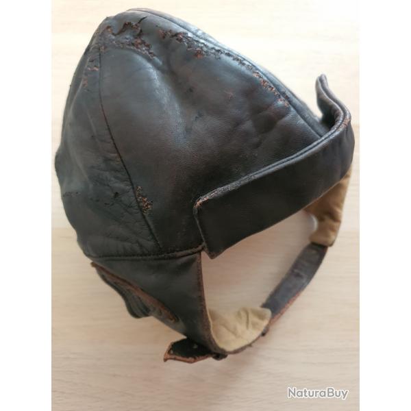 Casque bonnet de vol cuir pilote ww1 14 18 aviation
