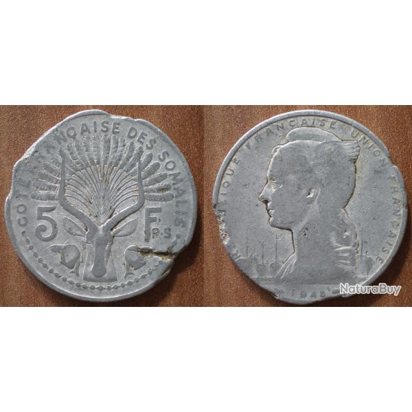 Cote Francaise des Somalis 5 Francs 1948 Piece Djibouti