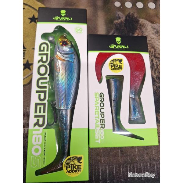 Leurre Grouper 180S + sparetailset roach tendance Gunki