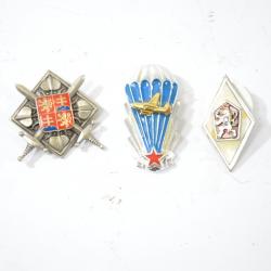 Lot d'insignes militaires Tchèque, années 1970 - 1980. Kosovo Guerre des Balkan. Parachutistes