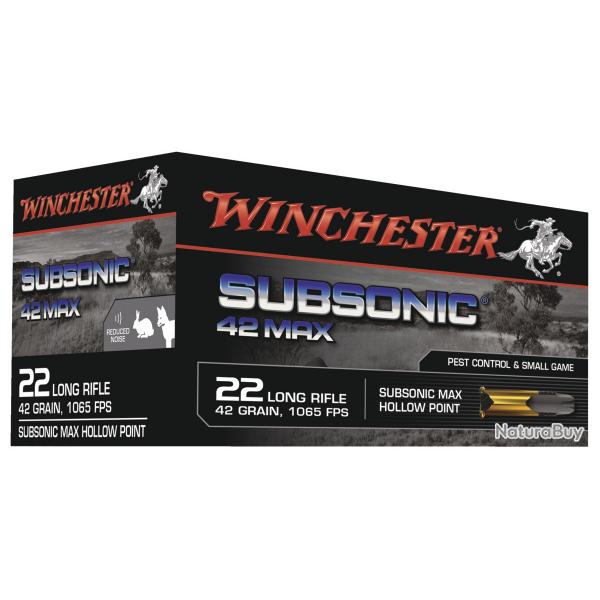 Cartouches WINCHESTER Subsonic 42 Max Calibre 22 Lr (Boite de 500 cartouches) Vitesse: 325 m/s