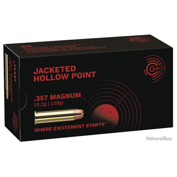 Cartouches GECO Calibre 357 Magnum Jacketed Hollow Point 158 grains (x250)