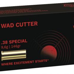 Cartouches GECO Calibre 38 Spécial Wad Cutter 146 grains (x250)