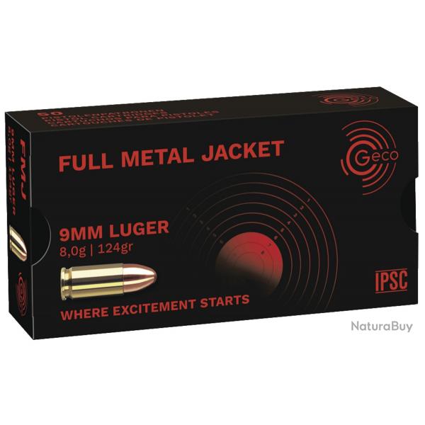 Cartouches GECO Calibre 9 mm Para FMJ 124 gr (x250)