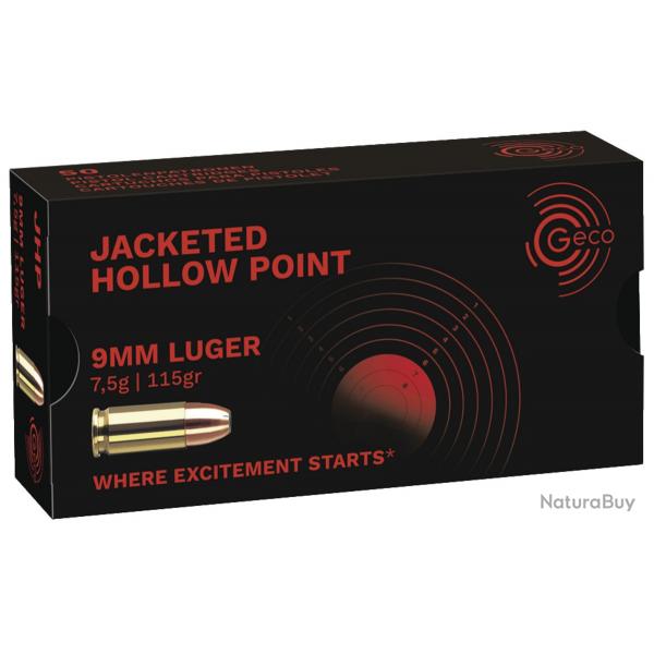 Cartouches GECO Calibre 9 mm Para Jacketed Hollow Point 115 gr (x250)