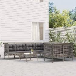 Salon de jardin 8 pcs avec coussins Gris Résine tressée alsavelo
