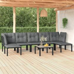 Salon de jardin 8 pcs noir et gris résine tressée alsavelo