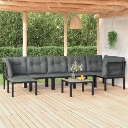 Salon de jardin 8 pcs noir et gris résine tressée alsavelo