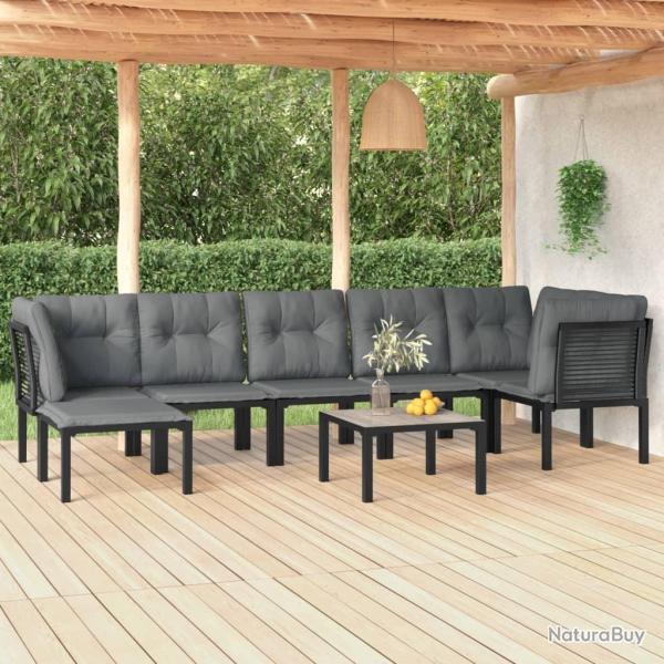 Salon de jardin 8 pcs noir et gris rsine tresse alsavelo