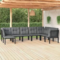 Salon de jardin 8 pcs noir et gris résine tressée alsavelo