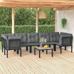 Salon de jardin 8 pcs noir et gris résine tressée alsavelo