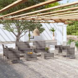 Salon de jardin 8 pcs avec coussins résine tressée gris alsavelo