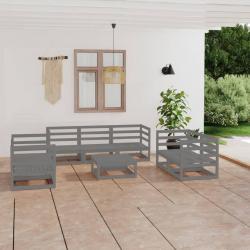Salon de jardin 8 pcs gris bois de pin massif alsavelo
