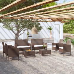 Salon de jardin 8 pcs avec coussins résine tressée marron alsavelo