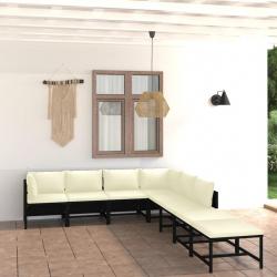 Salon de jardin 8 pcs avec coussins Résine tressée Noir alsavelo