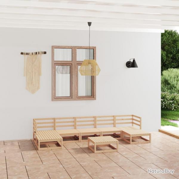 Salon de jardin 8 pcs Bois de pin massif alsavelo