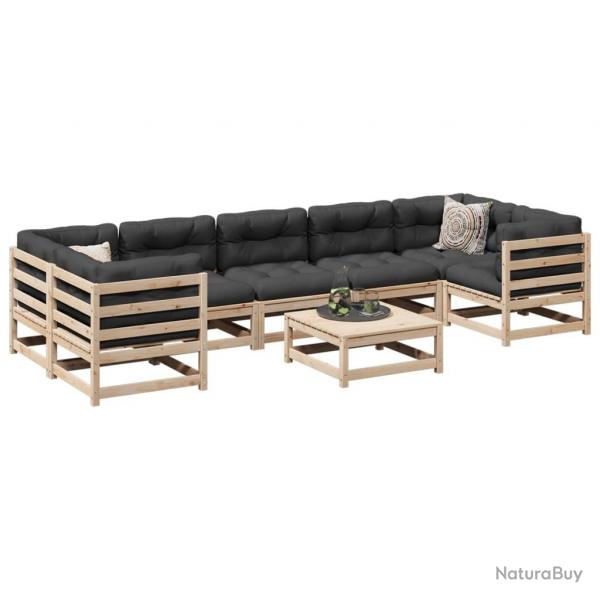 Salon de jardin 8 pcs bois de pin massif alsavelo