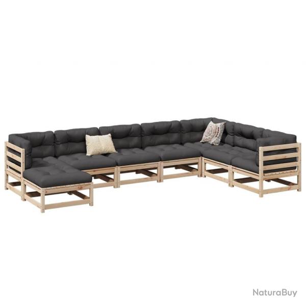 Salon de jardin 8 pcs bois de pin massif alsavelo