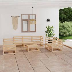 Salon de jardin 8 pcs Bois de pin massif alsavelo