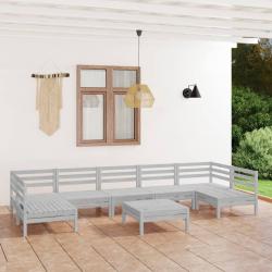 Salon de jardin 8 pcs Blanc Bois de pin massif alsavelo