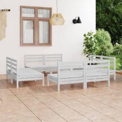 Salon de jardin 8 pcs Blanc Bois de pin massif alsavelo