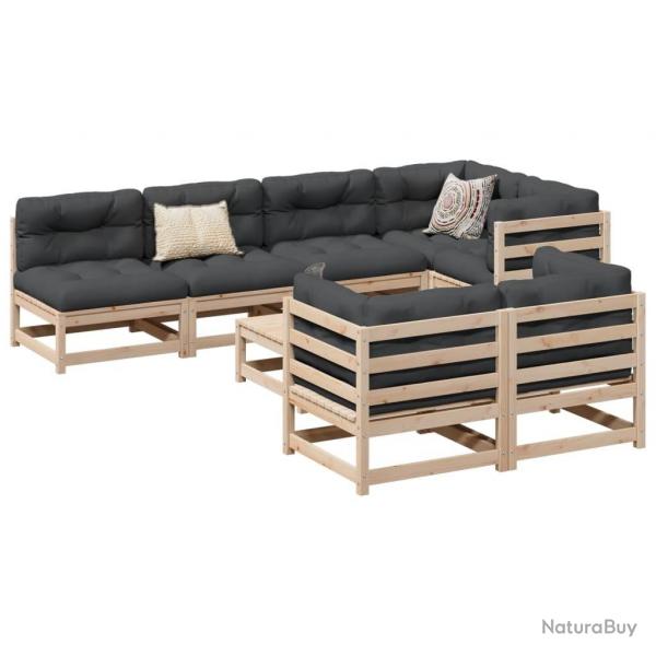 Salon de jardin 8 pcs bois de pin massif alsavelo