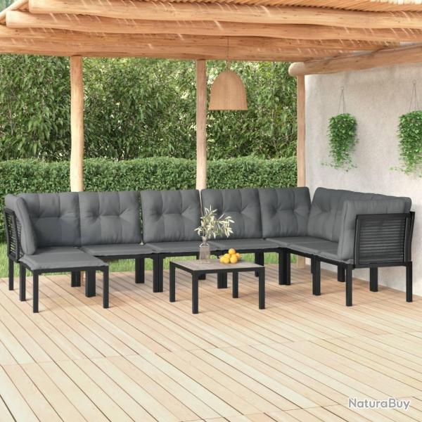 Salon de jardin 9 pcs noir et gris rsine tresse alsavelo