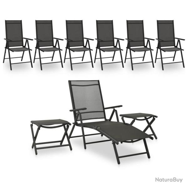 Salon de jardin 9 pcs Noir et anthracite alsavelo