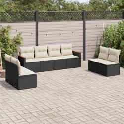 Salon de jardin 8 pcs avec coussins noir résine tressée alsavelo