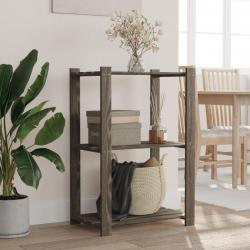 Support de rangement à 3 niveaux gris 60x38x90 cm bois de pin alsavelo