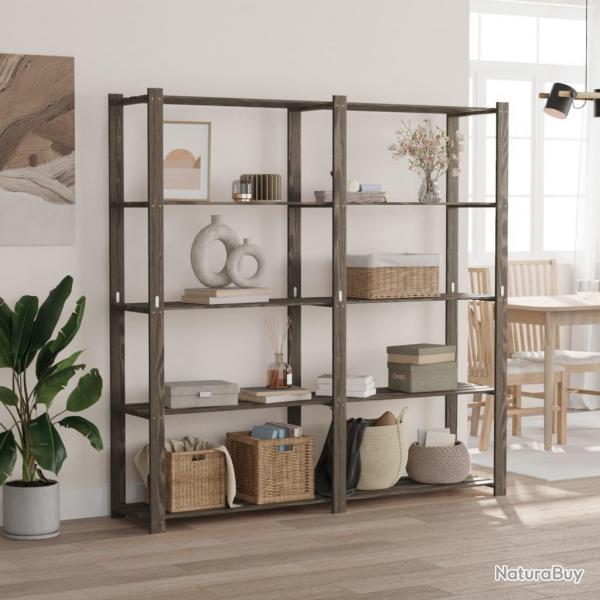 Support de rangement  5 niveaux gris 170x38x170 cm bois de pin alsavelo